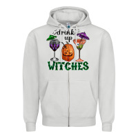 Dove Grey Drink Up Witches Halloween Zipper Hoodie - RanaPortraitStore