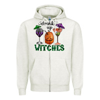 Oatmeal Heather Drink Up Witches Halloween Zipper Hoodie - RanaPortraitStore