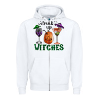 White Drink Up Witches Halloween Zipper Hoodie - RanaPortraitStore