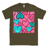Army Green valentines day hearts seamless pattern Classic Tee - BundleAndBundleShop