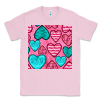 Bubblegum Pink valentines day hearts seamless pattern Classic Tee - BundleAndBundleShop