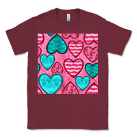 Burgundy valentines day hearts seamless pattern Classic Tee - BundleAndBundleShop