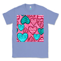 Colony Blue valentines day hearts seamless pattern Classic Tee - BundleAndBundleShop