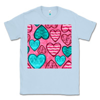 Dusty Blue valentines day hearts seamless pattern Classic Tee - BundleAndBundleShop