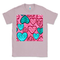 Lilac valentines day hearts seamless pattern Classic Tee - BundleAndBundleShop