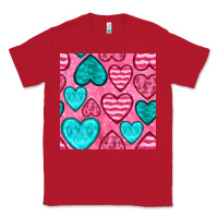 Red valentines day hearts seamless pattern Classic Tee - BundleAndBundleShop