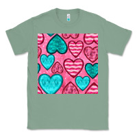 Sage valentines day hearts seamless pattern Classic Tee - BundleAndBundleShop