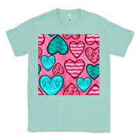 Seafoam valentines day hearts seamless pattern Classic Tee - BundleAndBundleShop