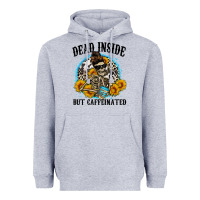 Heather Grey dead inside but caffeinated Heavyweight Hoodie - Zillion Design Studio