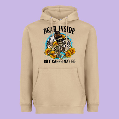 Dead Inside But Caffeinated Heavyweight Hoodie Designed By Zillion Design Studio