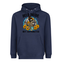 Navy dead inside but caffeinated Heavyweight Hoodie - Zillion Design Studio