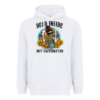 White dead inside but caffeinated Heavyweight Hoodie - Zillion Design Studio