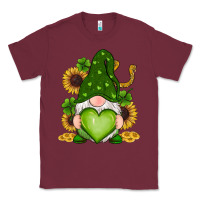 Burgundy st patricks day shamrock sunflowers gnomes Classic Tee - RanaPortraitStore