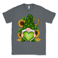 Charcoal Heather st patricks day shamrock sunflowers gnomes Classic Tee - RanaPortraitStore