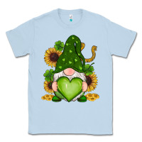 Dusty Blue st patricks day shamrock sunflowers gnomes Classic Tee - RanaPortraitStore