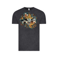 Vintage Black bull skull leopard cowhide sunflower texas map Vintage Tee - Artiststas