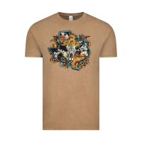 Vintage Coffee bull skull leopard cowhide sunflower texas map Vintage Tee - Artiststas