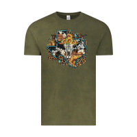 Vintage Olive bull skull leopard cowhide sunflower texas map Vintage Tee - Artiststas