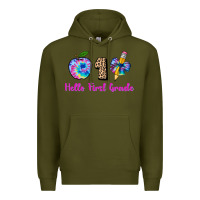 Army Green hello first grade tie dye 3200x2400 Premium Hoodie - AdoDesignShop