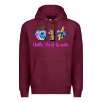 Burgundy hello first grade tie dye 3200x2400 Premium Hoodie - AdoDesignShop