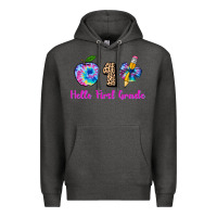 Charcoal Heather hello first grade tie dye 3200x2400 Premium Hoodie - AdoDesignShop