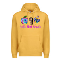 Mustard hello first grade tie dye 3200x2400 Premium Hoodie - AdoDesignShop
