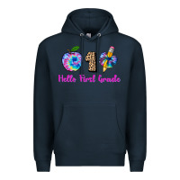 Navy hello first grade tie dye 3200x2400 Premium Hoodie - AdoDesignShop