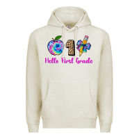 Oatmeal Heather hello first grade tie dye 3200x2400 Premium Hoodie - AdoDesignShop