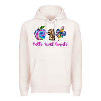 Pale Pink hello first grade tie dye 3200x2400 Premium Hoodie - AdoDesignShop