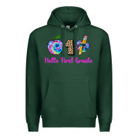 Sports Green hello first grade tie dye 3200x2400 Premium Hoodie - AdoDesignShop