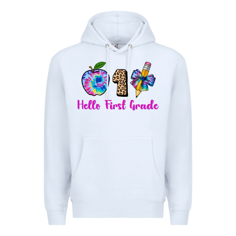 Hello First Grade Tie Dye 3200x2400 Premium Hoodie by AdoDesignShop | Teevron