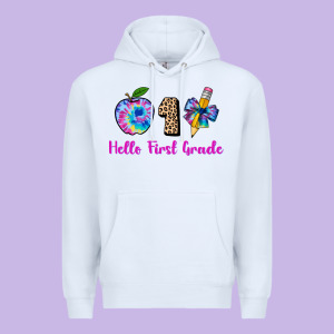 Hello First Grade Tie Dye 3200x2400 Premium Hoodie Designed By Adodesignshop