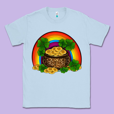 St Patricks Shamrock Gold Leopard Rainbow Classic Tee Designed By Ranaportraitstore