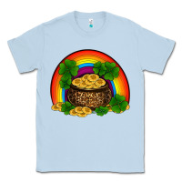 Dusty Blue st patricks shamrock gold leopard rainbow Classic Tee - RanaPortraitStore