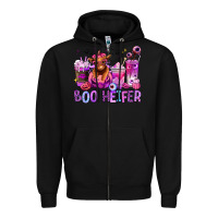 Black Halloween boo Heifer coffee cups Zipper Hoodie - RanaPortraitStore