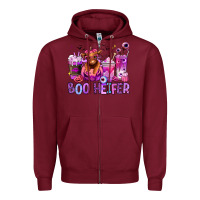 Burgundy Halloween boo Heifer coffee cups Zipper Hoodie - RanaPortraitStore