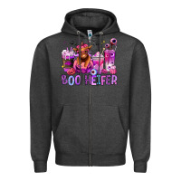 Charcoal Heather Halloween boo Heifer coffee cups Zipper Hoodie - RanaPortraitStore