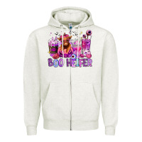 Oatmeal Heather Halloween boo Heifer coffee cups Zipper Hoodie - RanaPortraitStore