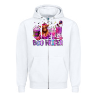 White Halloween boo Heifer coffee cups Zipper Hoodie - RanaPortraitStore