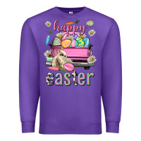 Purple Bunny Happy Easter truck Easter Day Premium Sweatshirt - Neo Western