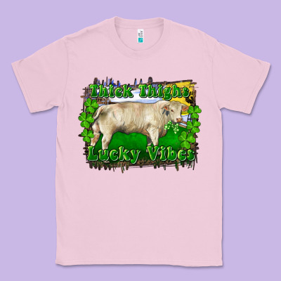Thick Thighs Lucky Vibes Charolais Bull Classic Tee Designed By Ranaportraitstore