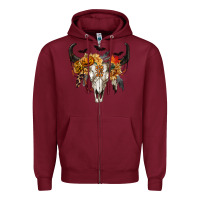 Halloween Bull Skull Zipper Hoodie | Teevron