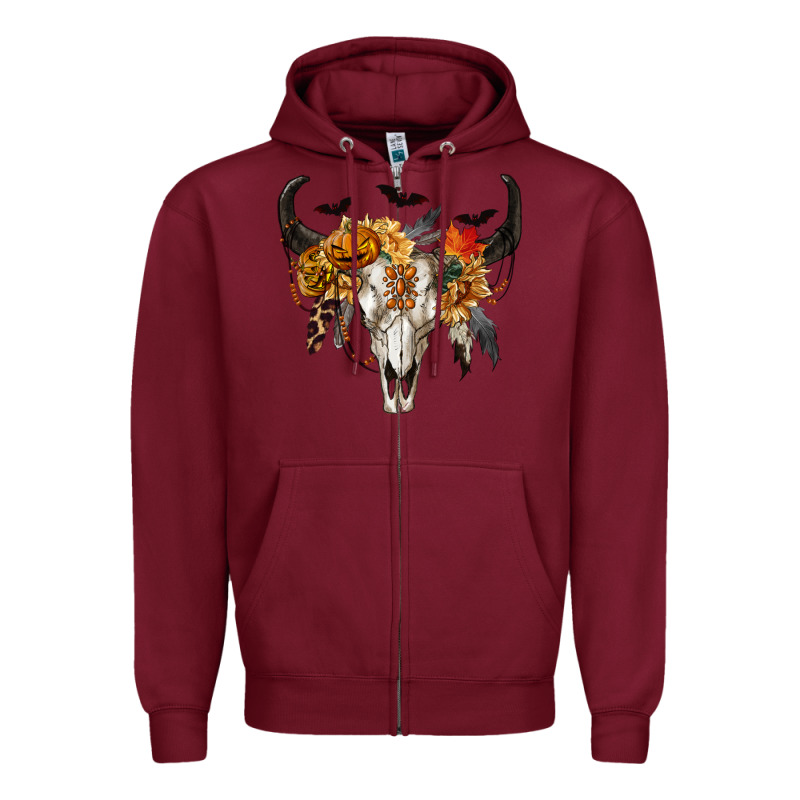 Halloween Bull Skull Zipper Hoodie by RanaPortraitStore | Teevron