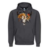 Smoke Halloween Bull Skull Zipper Hoodie - RanaPortraitStore