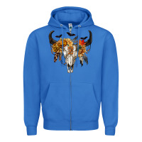 True Royal Halloween Bull Skull Zipper Hoodie - RanaPortraitStore