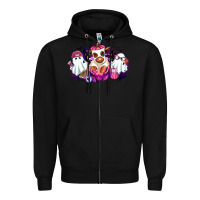 Black Halloween ghost Heifer Zipper Hoodie - RanaPortraitStore