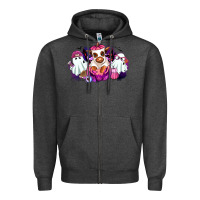 Charcoal Heather Halloween ghost Heifer Zipper Hoodie - RanaPortraitStore