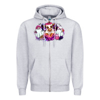 Heather Grey Halloween ghost Heifer Zipper Hoodie - RanaPortraitStore