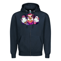 Navy Halloween ghost Heifer Zipper Hoodie - RanaPortraitStore