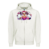 Oatmeal Heather Halloween ghost Heifer Zipper Hoodie - RanaPortraitStore
